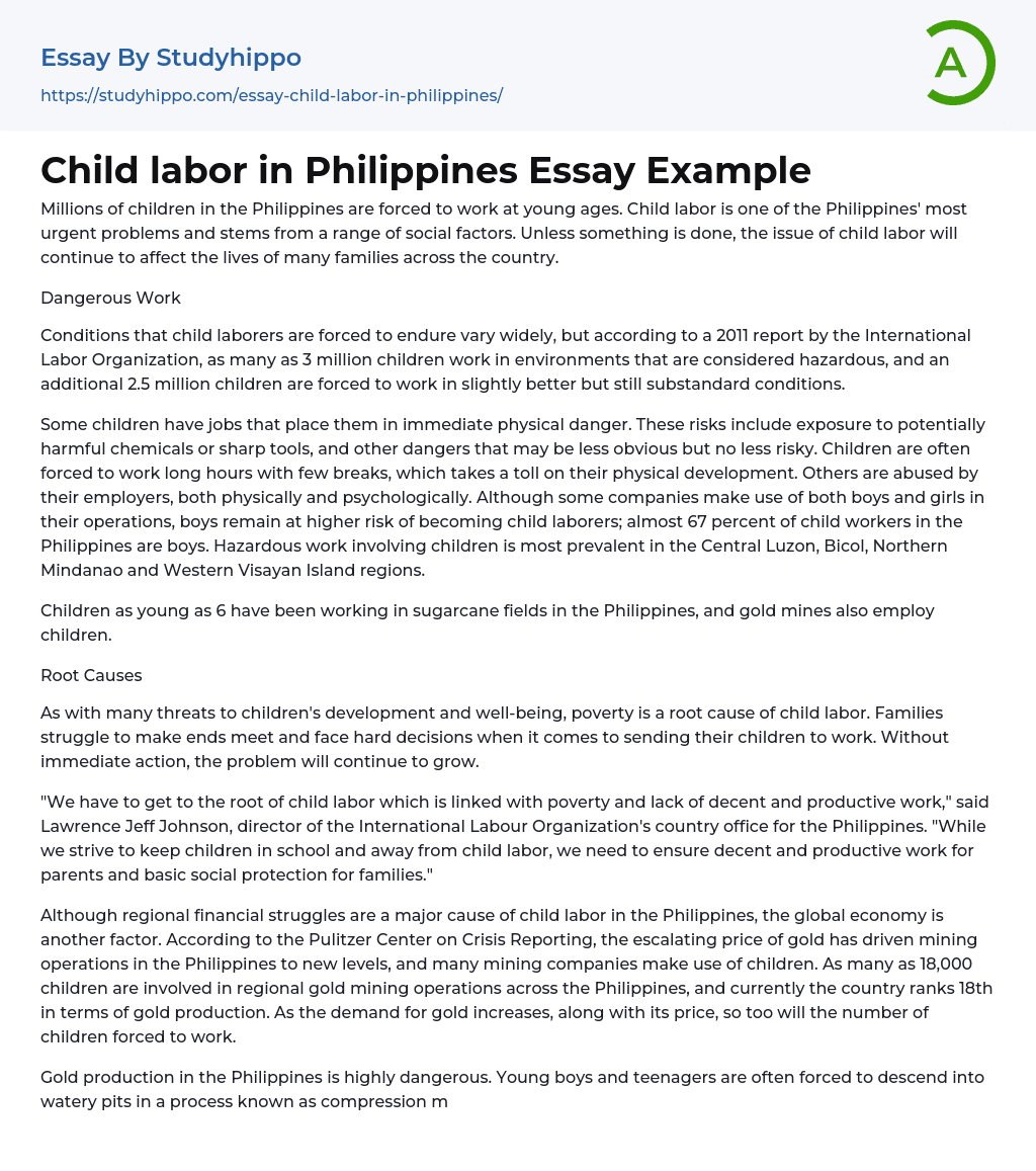 Child Labor In Philippines Essay Example StudyHippo