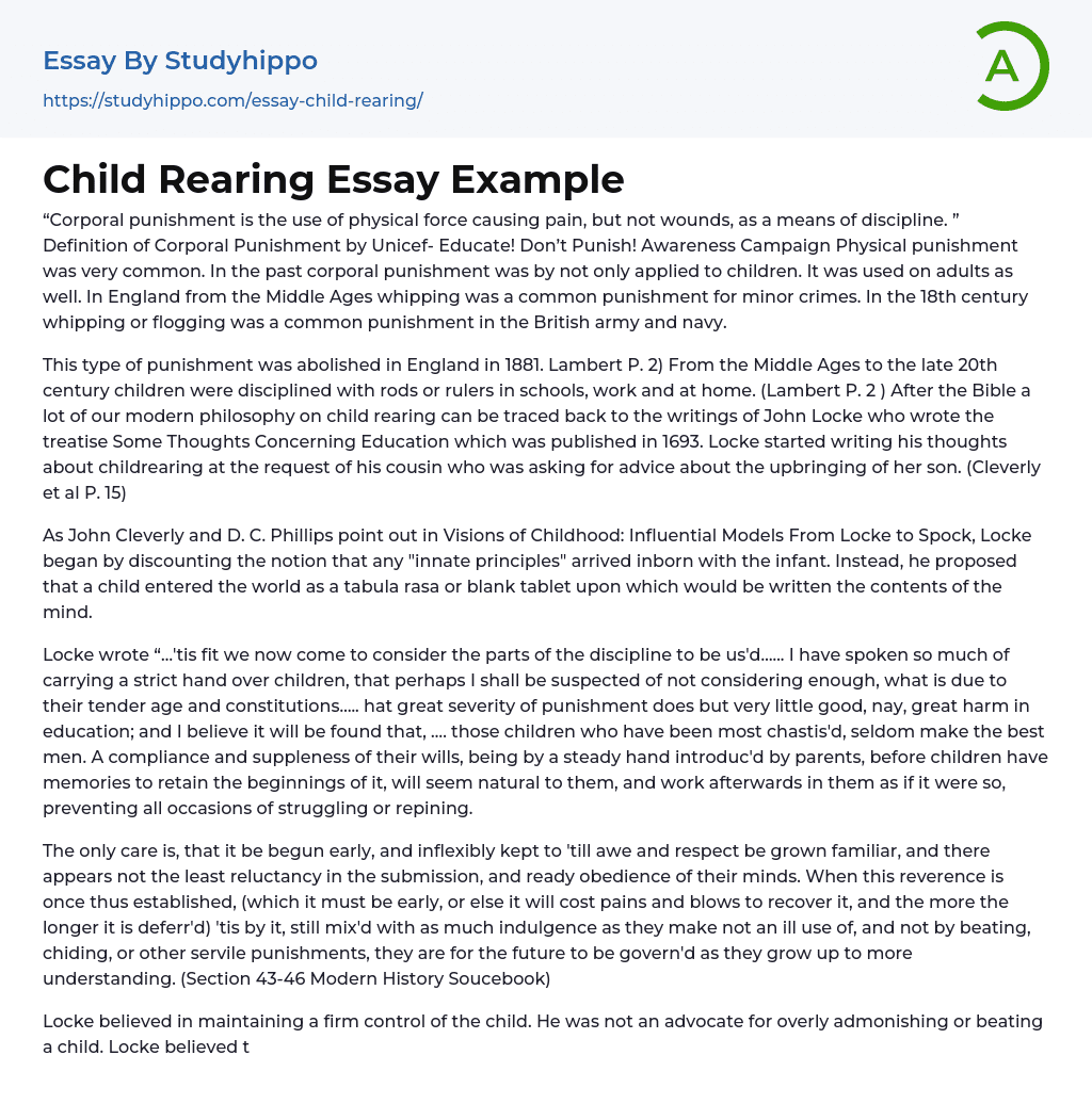 Child Rearing Essay Example