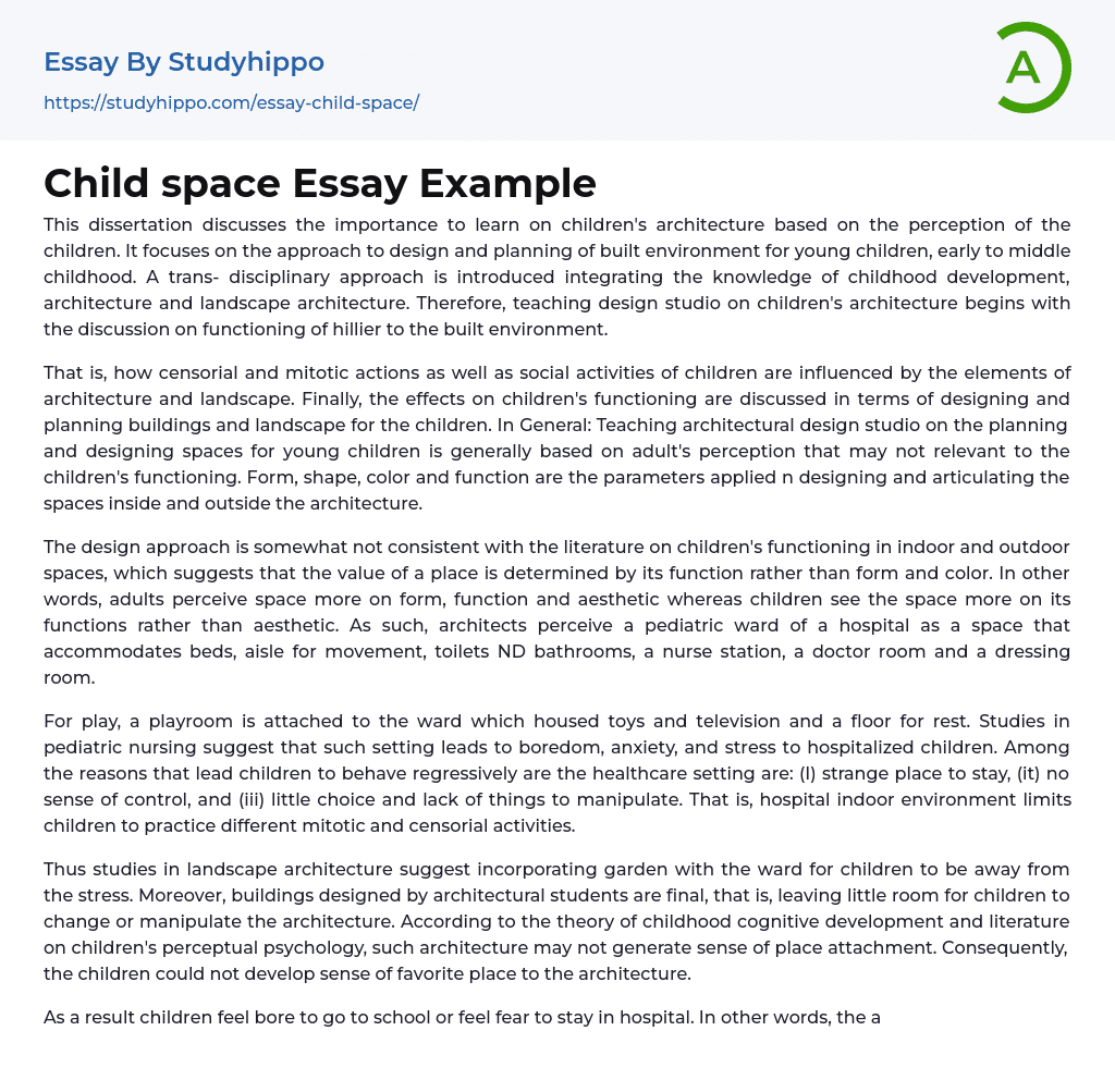 Child space Essay Example