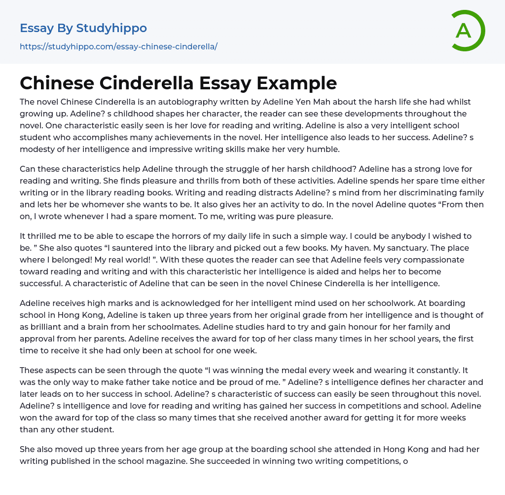 essay questions for chinese cinderella