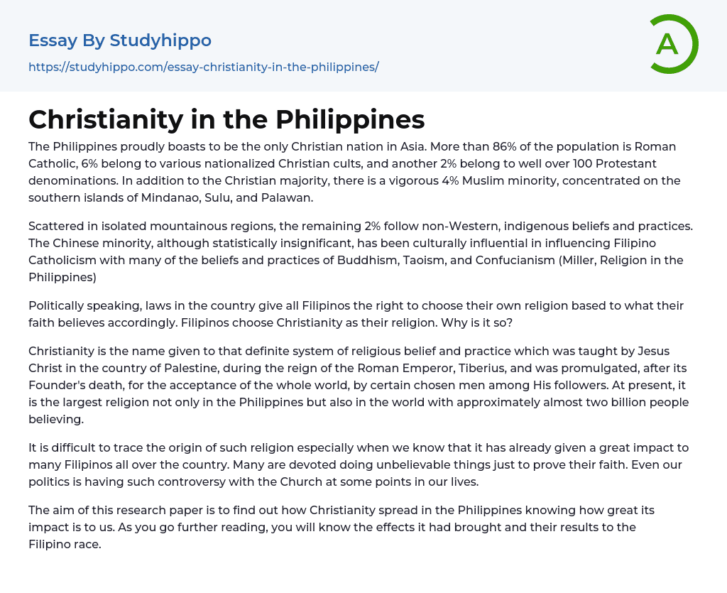 Christianity in the Philippines Essay Example