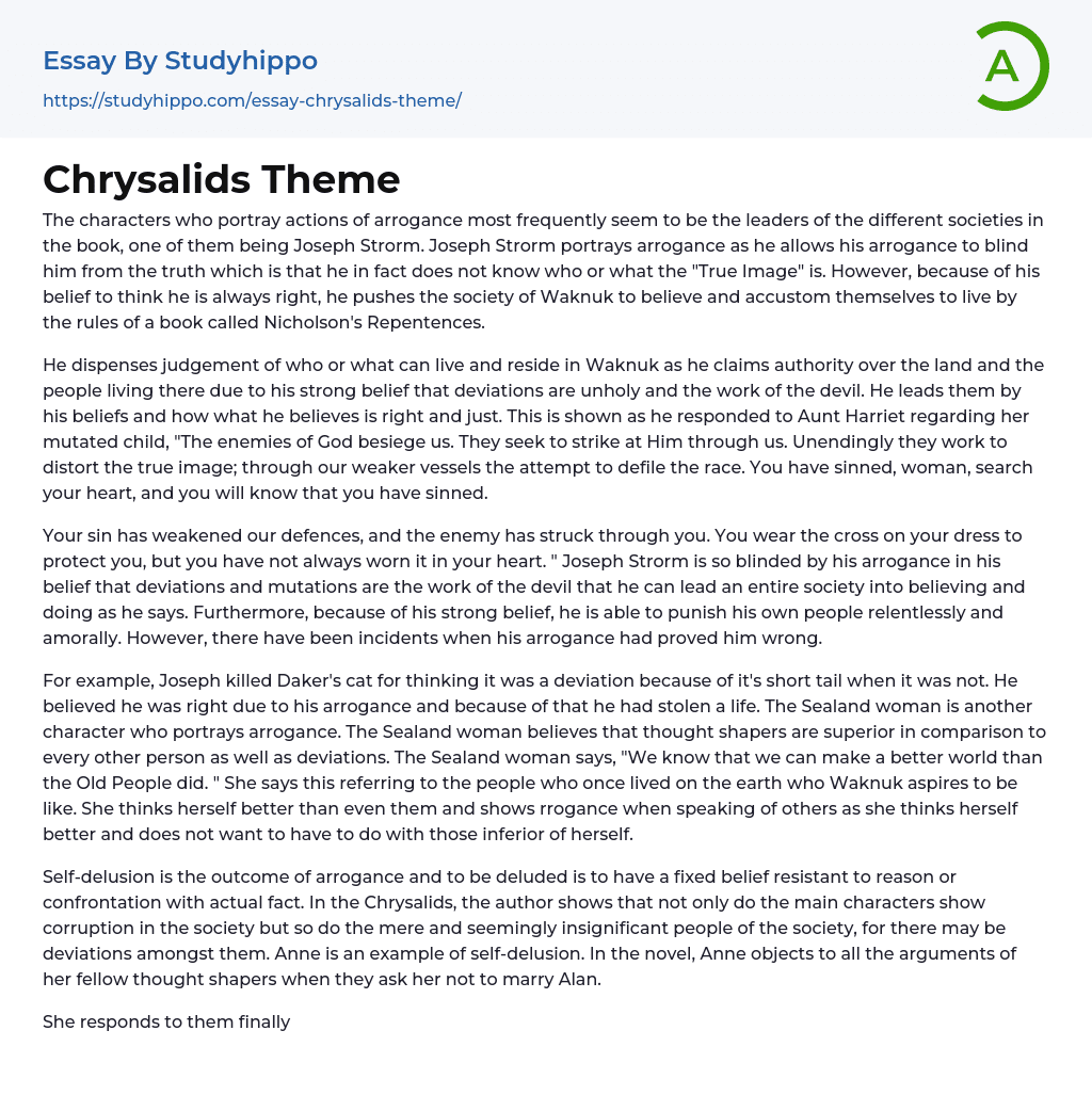 Chrysalids Theme Essay Example