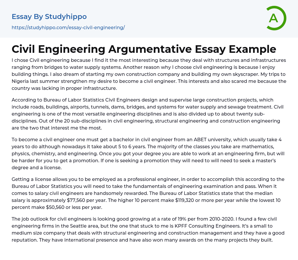 why study civil engineering essay
