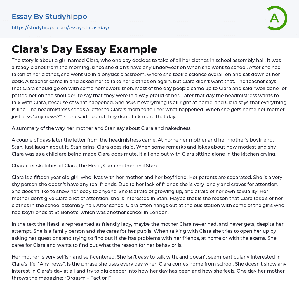Clara’s Day Essay Example
