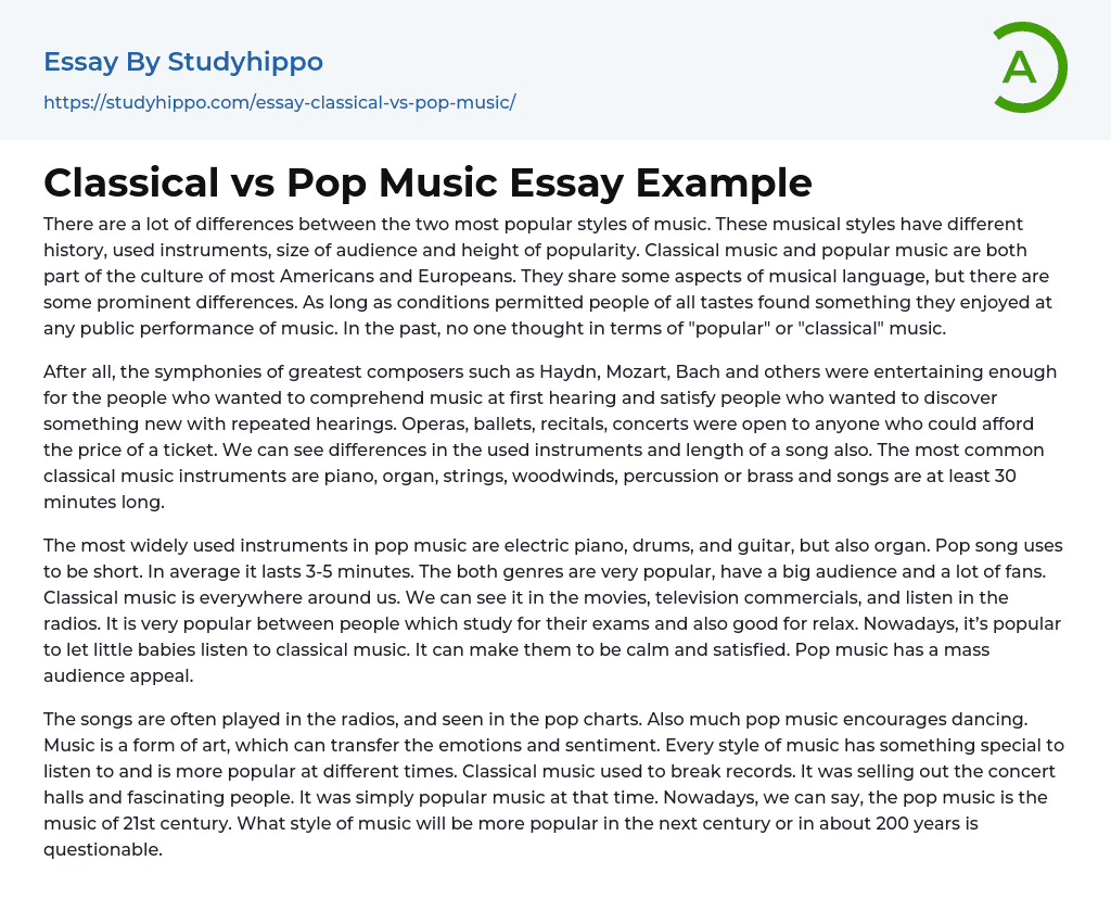 classical music vs pop music essay