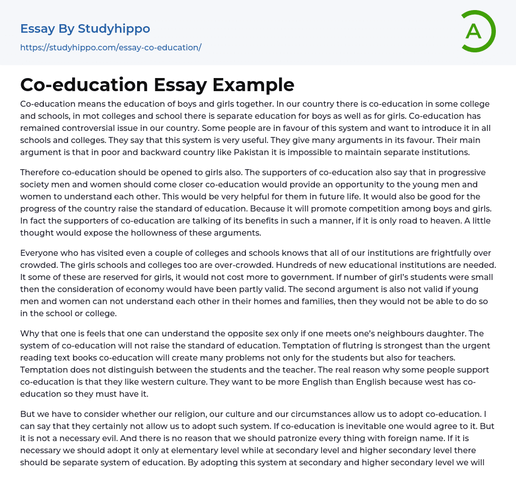 Co-education Essay Example
