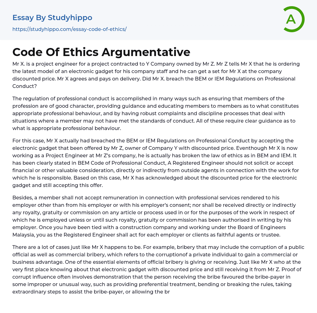 argumentative essay about ethics