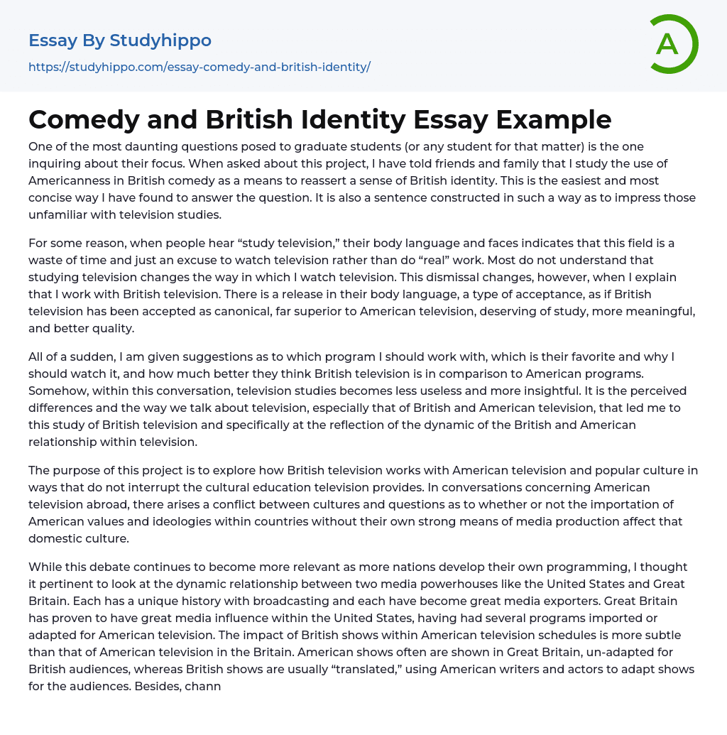 Comedy and British Identity Essay Example