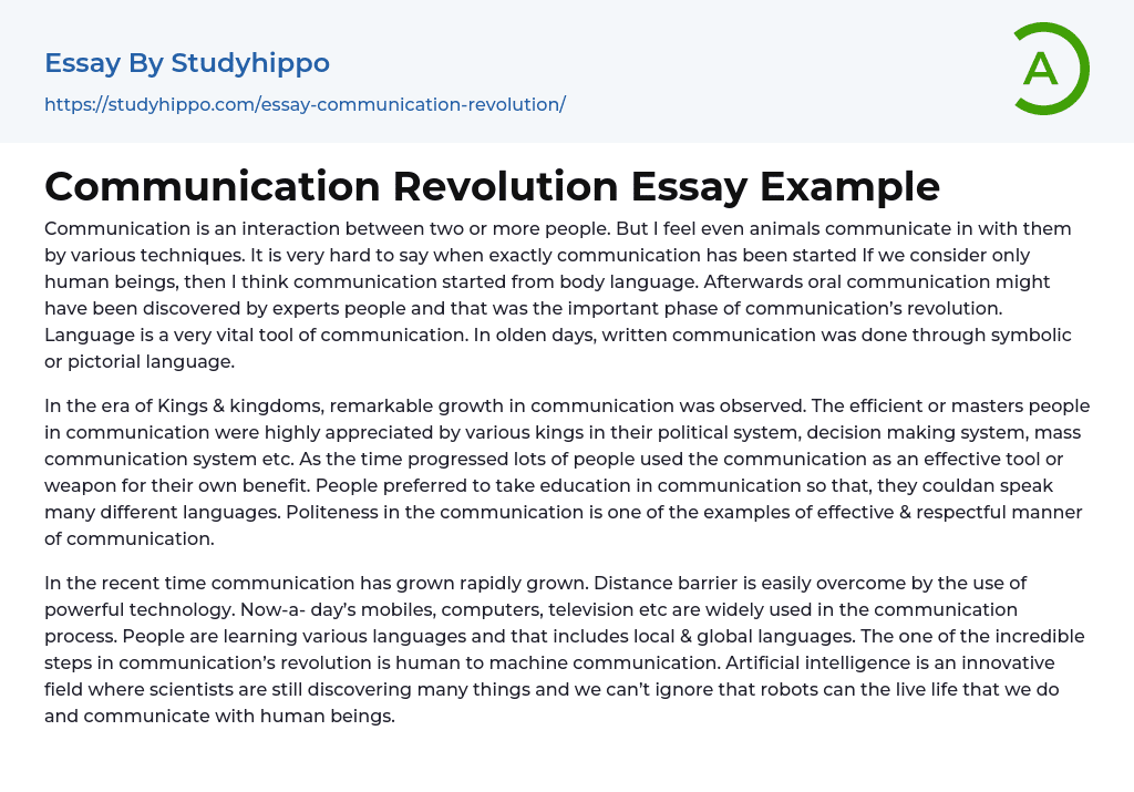 Communication Revolution Essay Example