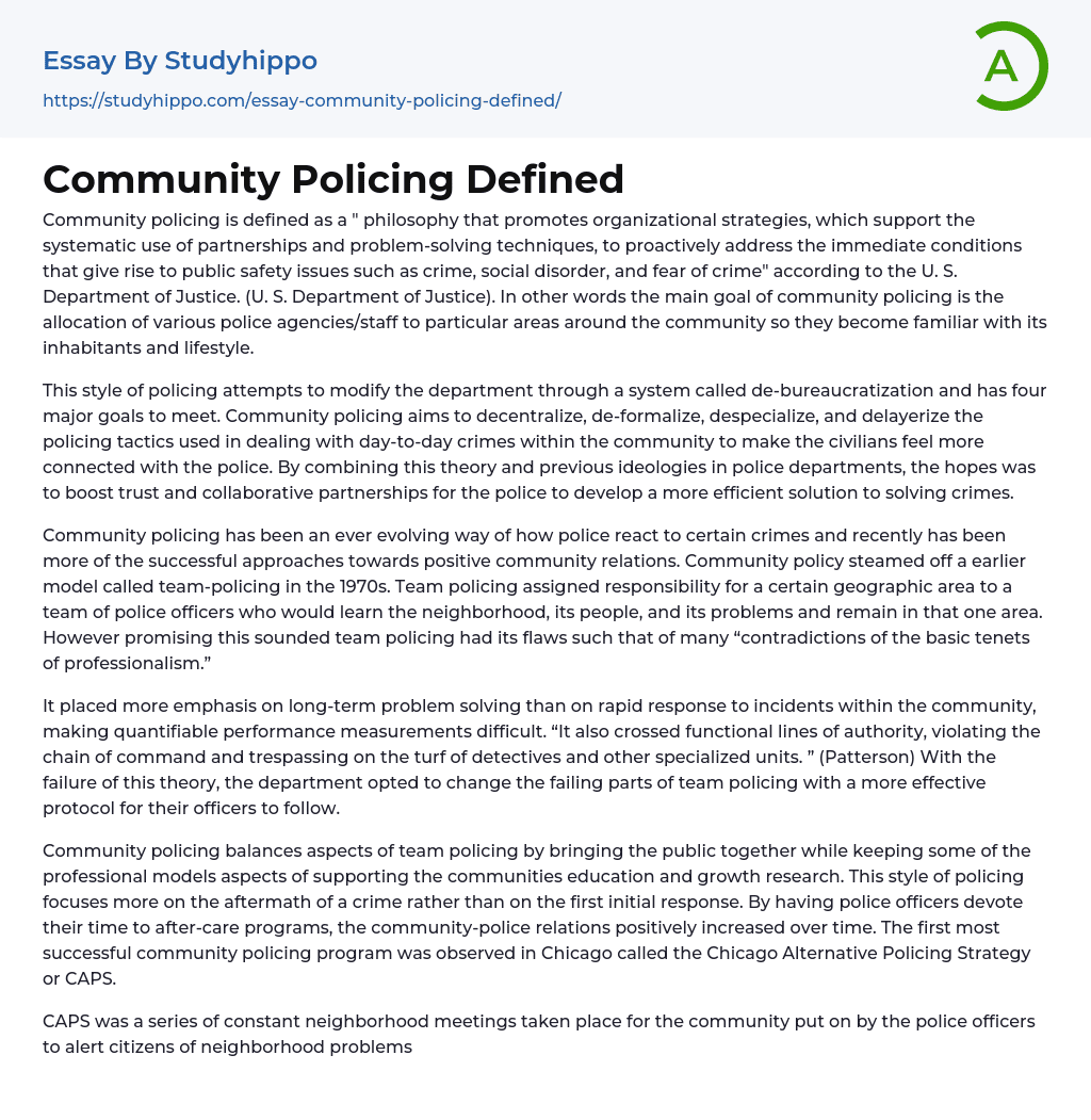 essay on community policing in india