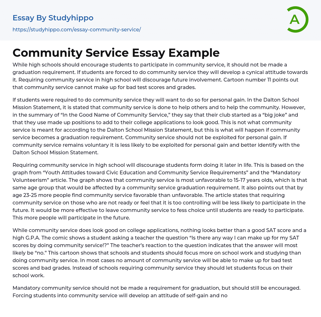 essay about organise a community service