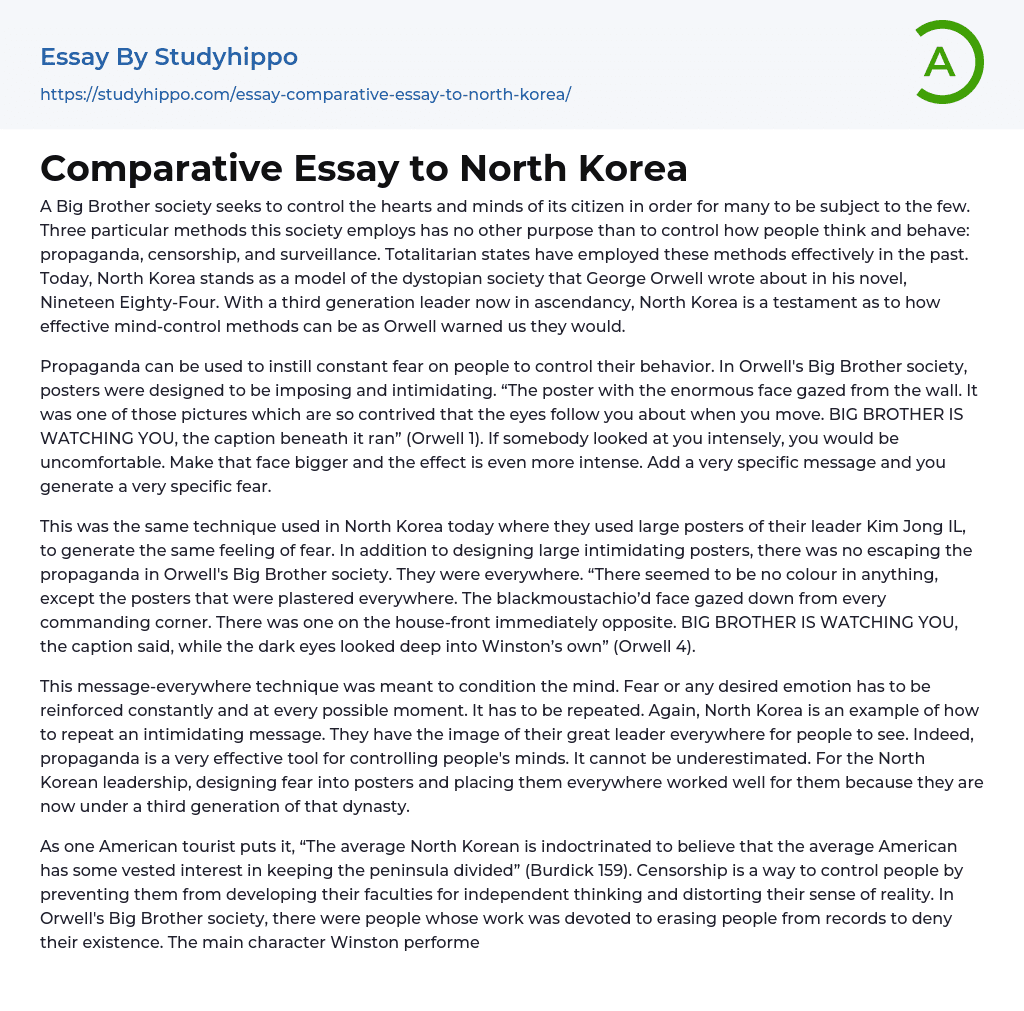 Comparative Essay to North Korea