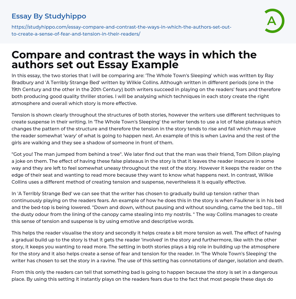 Compare and contrast the ways in which the authors set out Essay Example