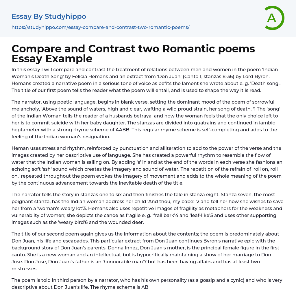 comparing and contrasting poems essay