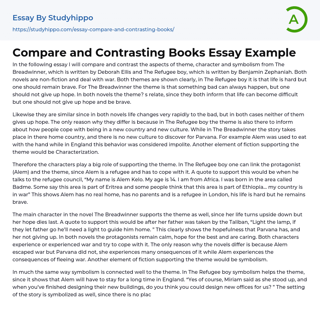 Compare and Contrasting Books Essay Example