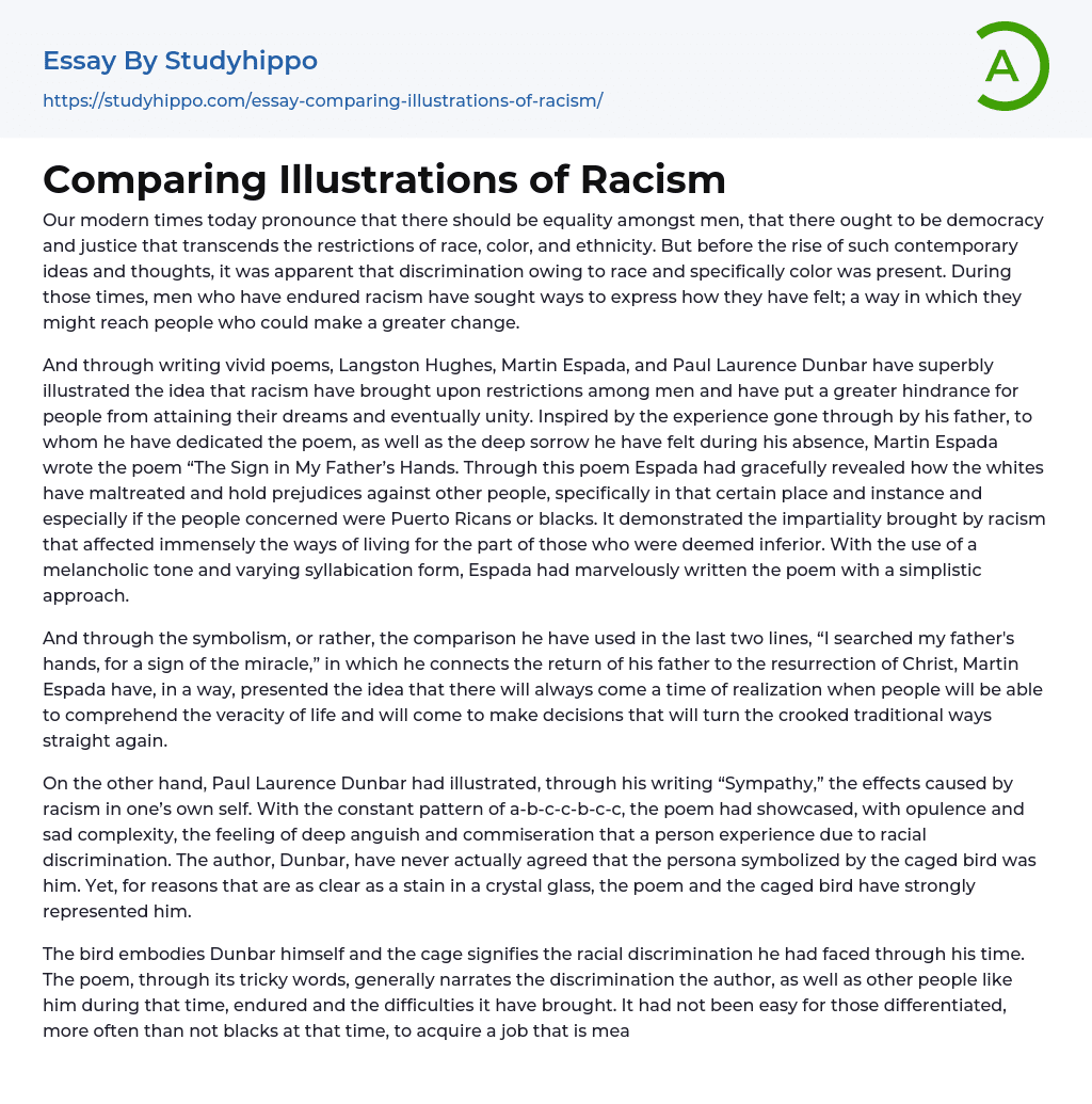 Comparing Illustrations of Racism Essay Example