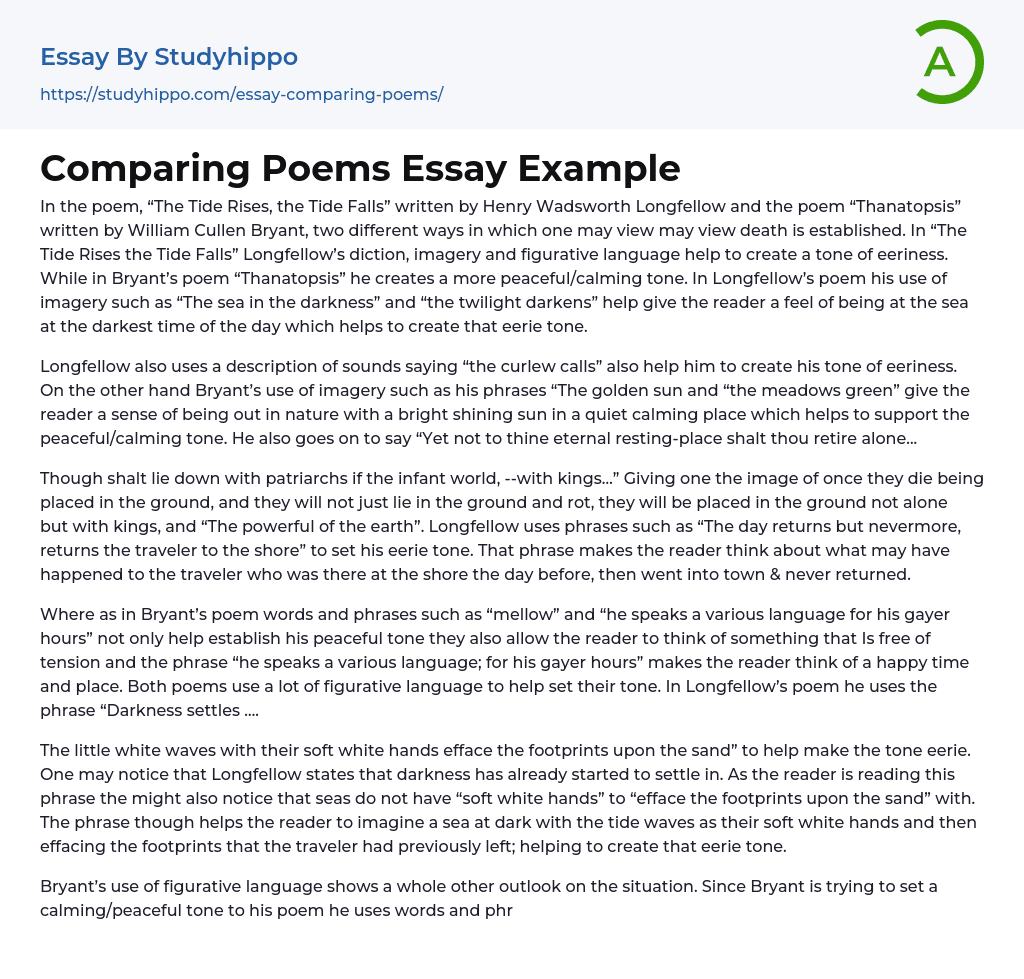 essay comparing poems