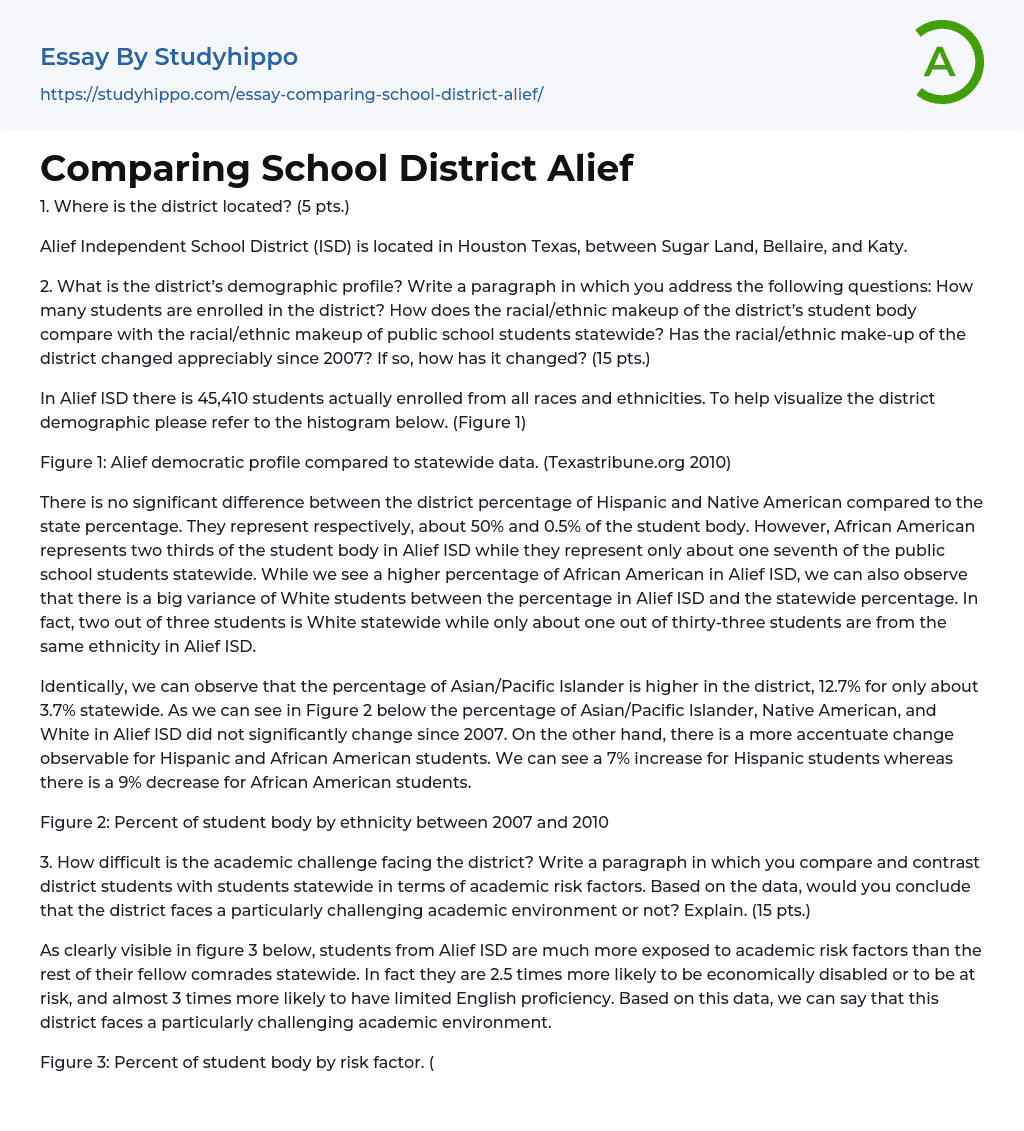 Comparing School District Alief Essay Example
