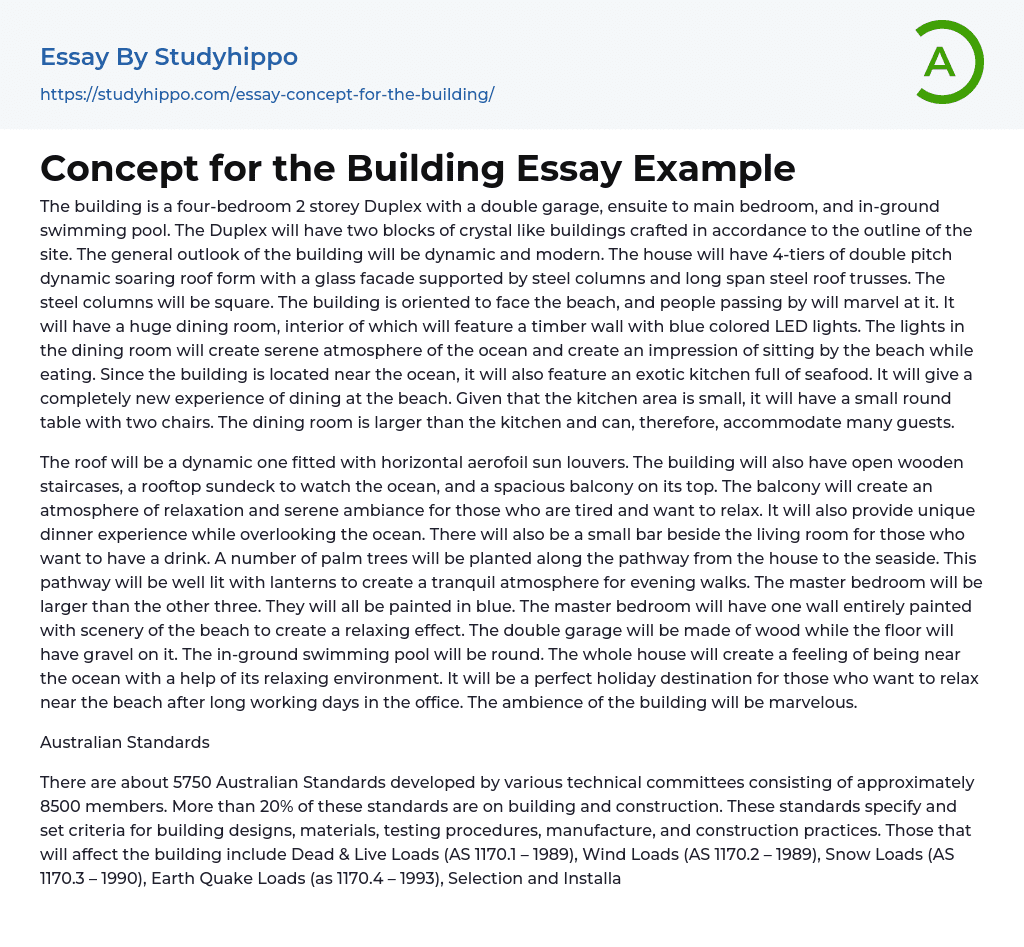 Concept for the Building Essay Example