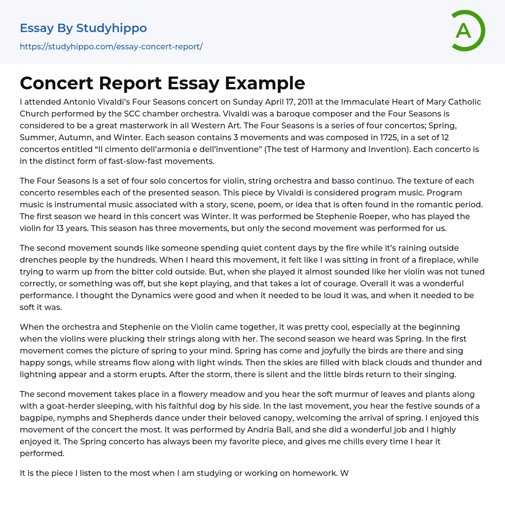 music concert report essay