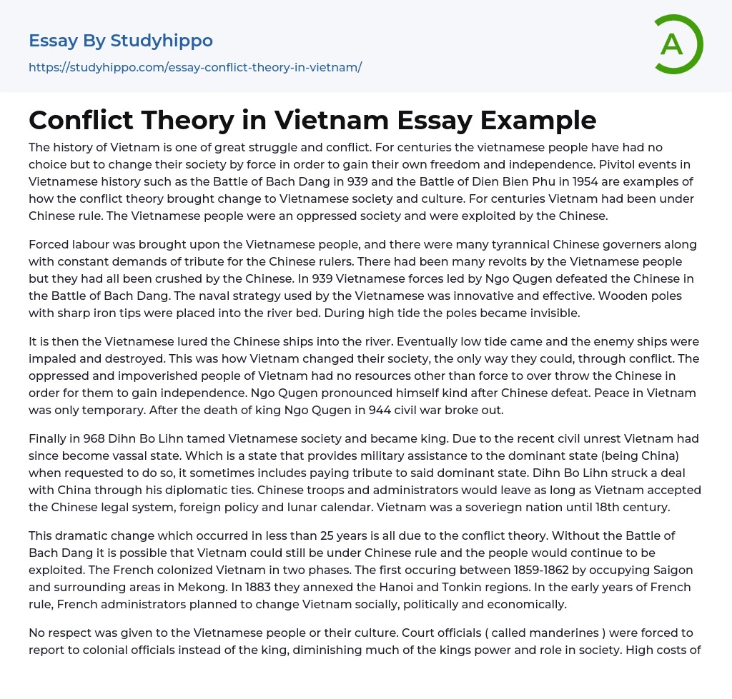 Conflict Theory in Vietnam Essay Example