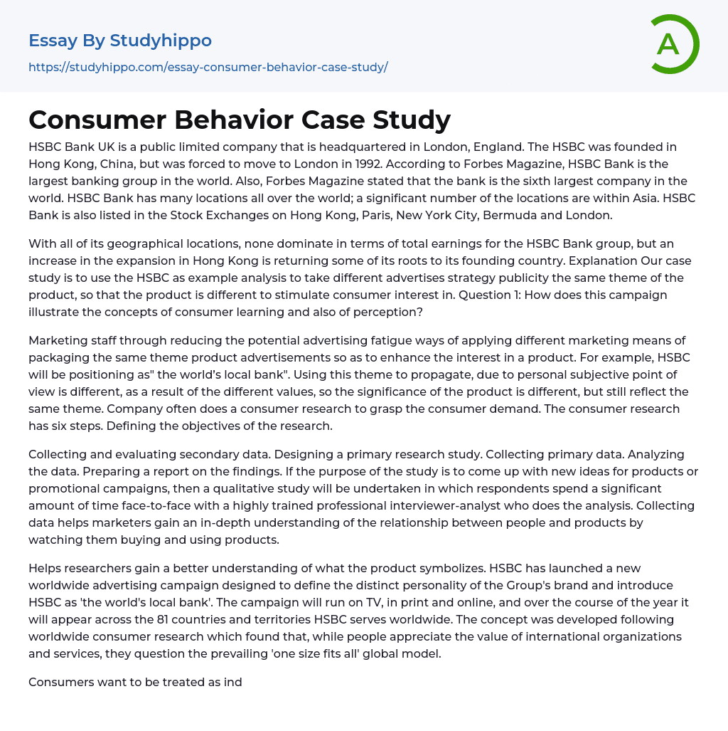 case study in consumer behavior
