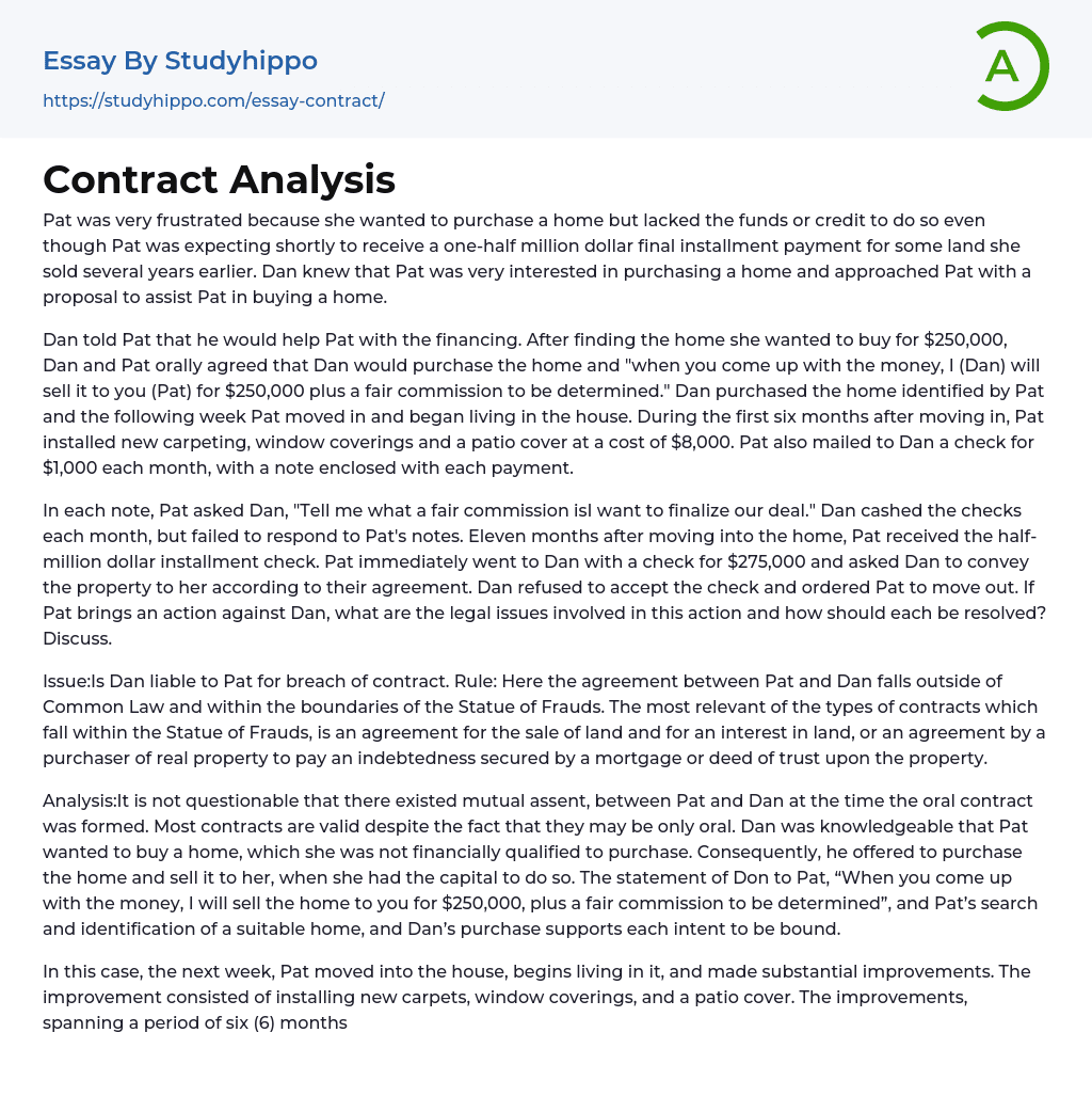 Contract Analysis Essay Example