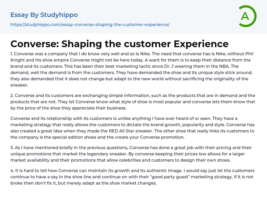 Converse: Shaping the customer Experience Essay Example