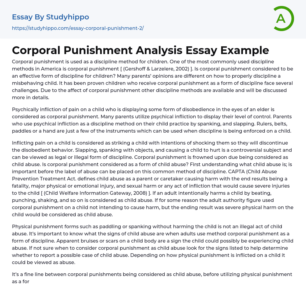 negative effects of corporal punishment essay