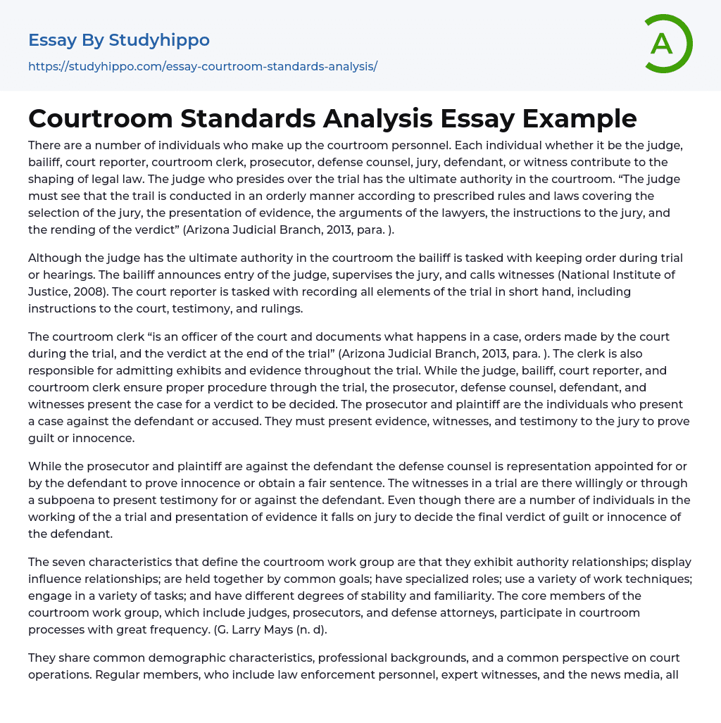 Courtroom Standards Analysis Essay Example