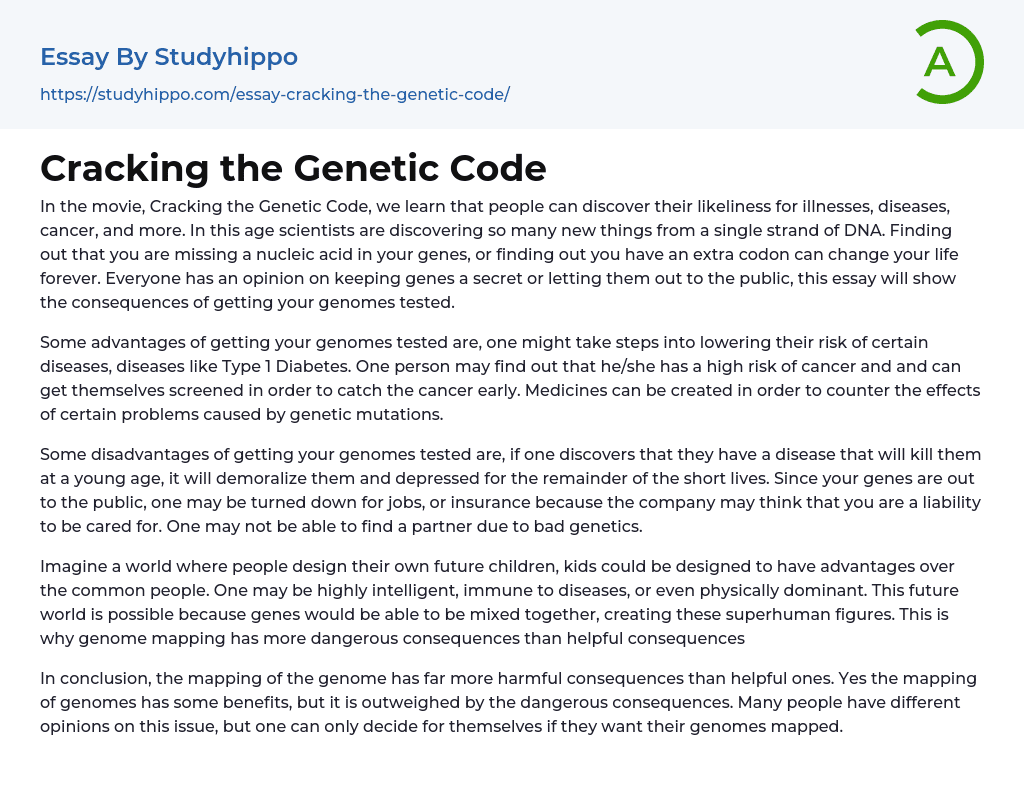 Cracking the Genetic Code Essay Example