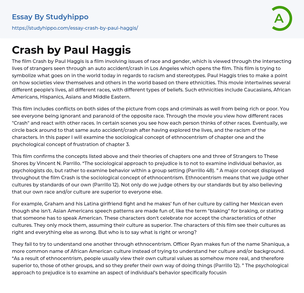 Crash by Paul Haggis Essay Example
