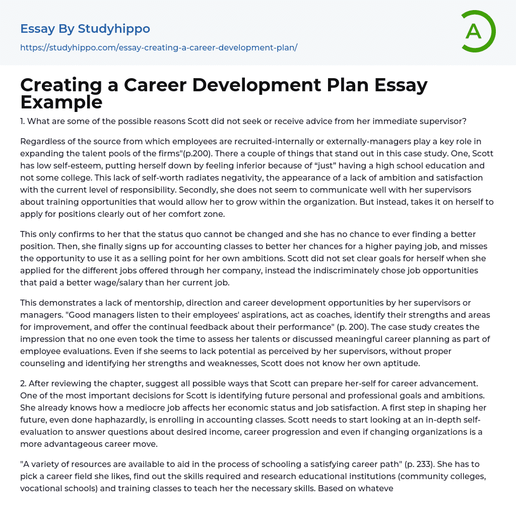 Creating A Career Development Plan Essay Example StudyHippo