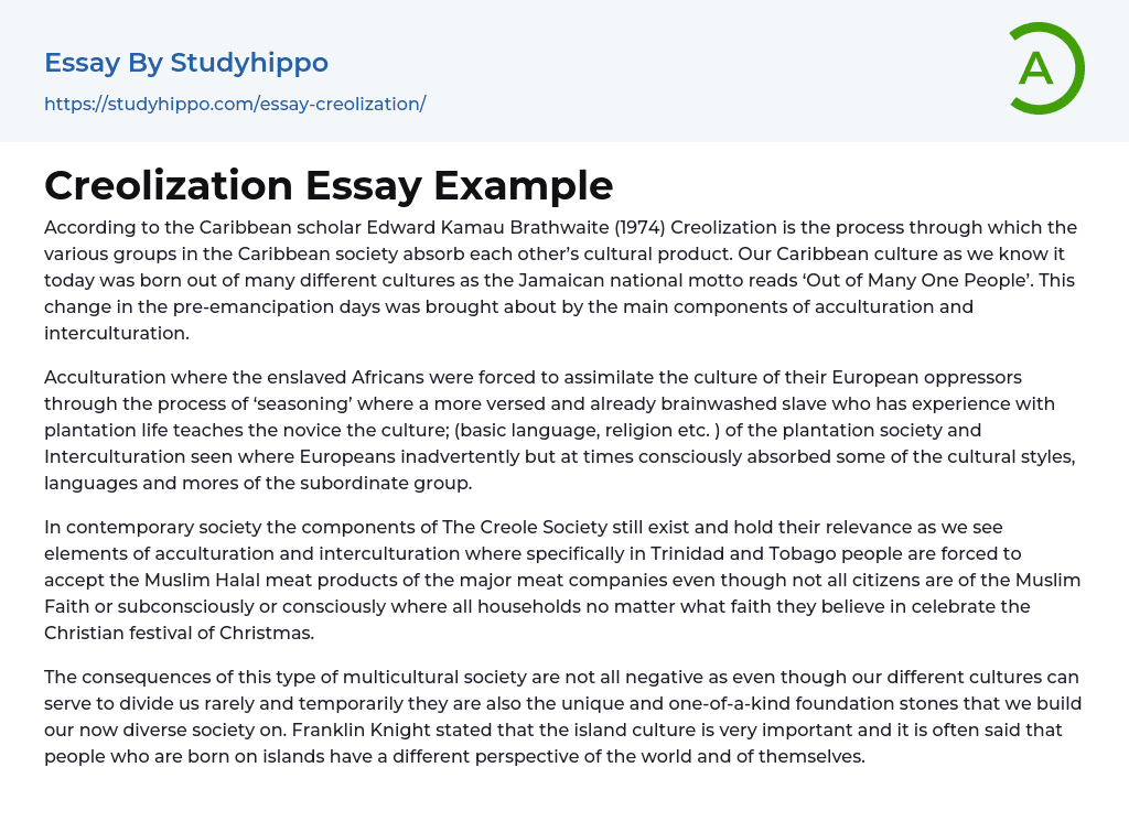 Creolization Essay Example