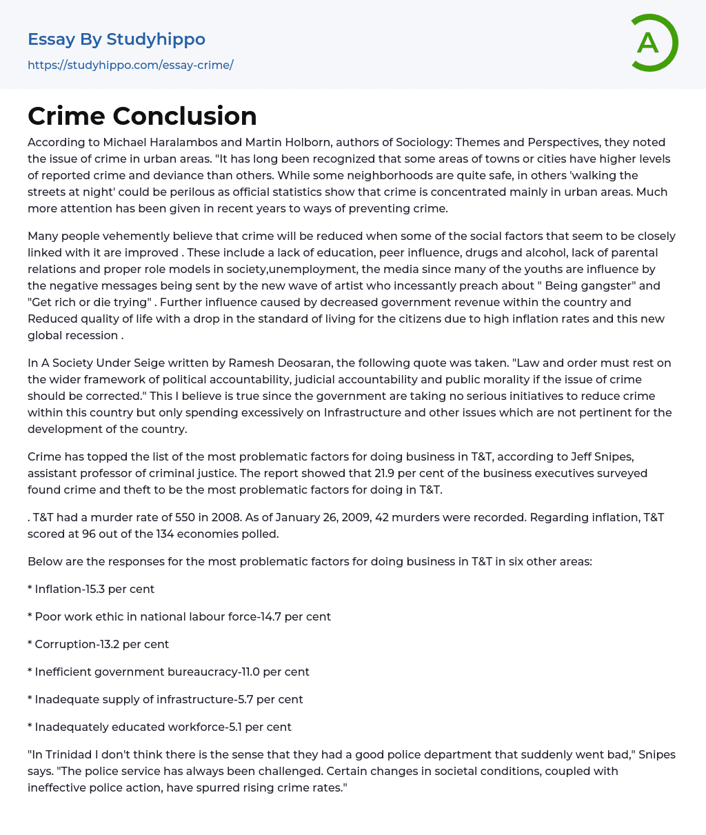 juvenile crime conclusion essay