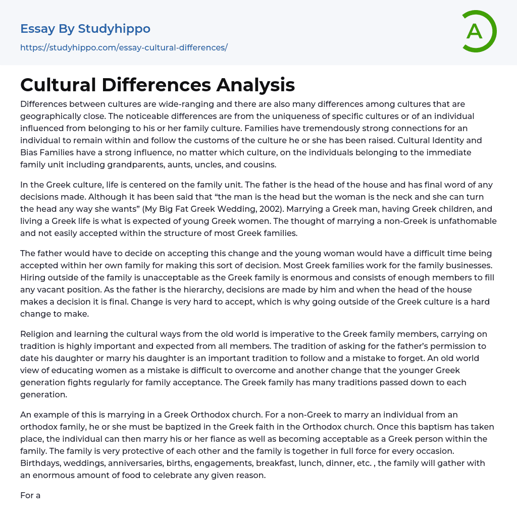 cultural analysis essay example