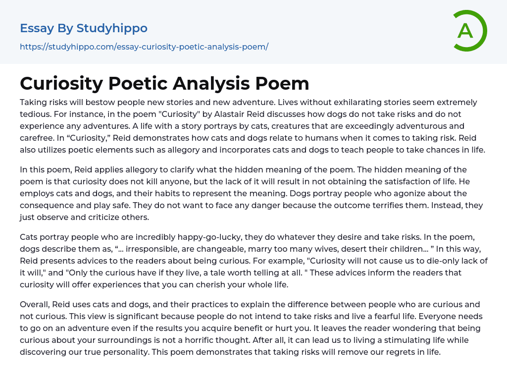 Curiosity Poetic Analysis Poem Essay Example