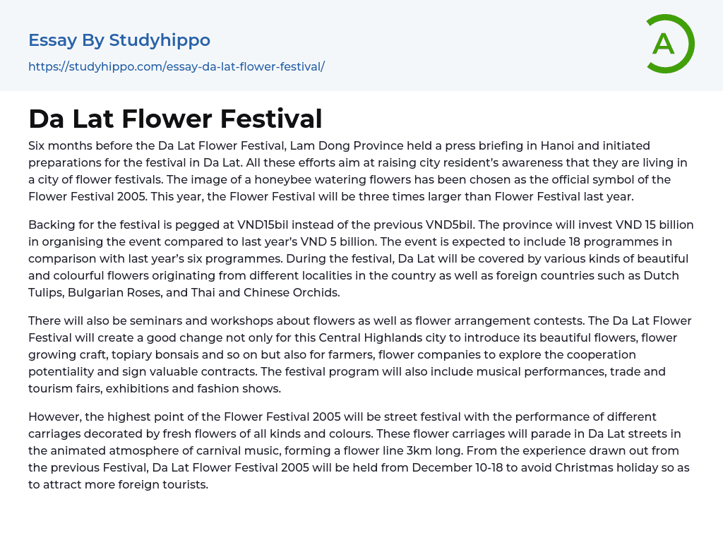 Da Lat Flower Festival Essay Example