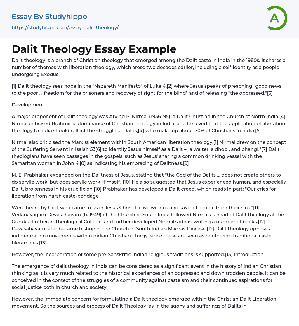 Dalit Theology Essay Example