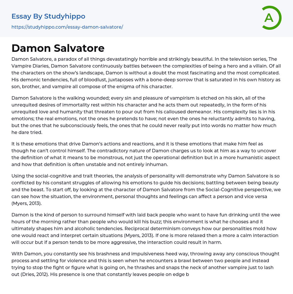 Damon Salvatore Essay Example