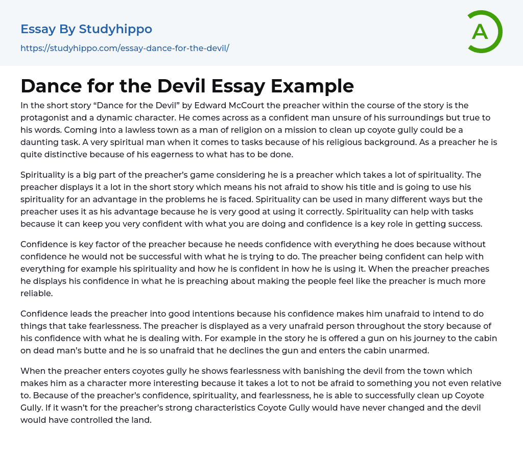 Dance for the Devil Essay Example