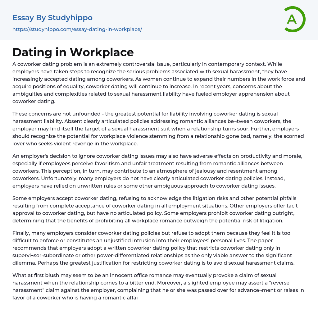 Dating in Workplace Essay Example