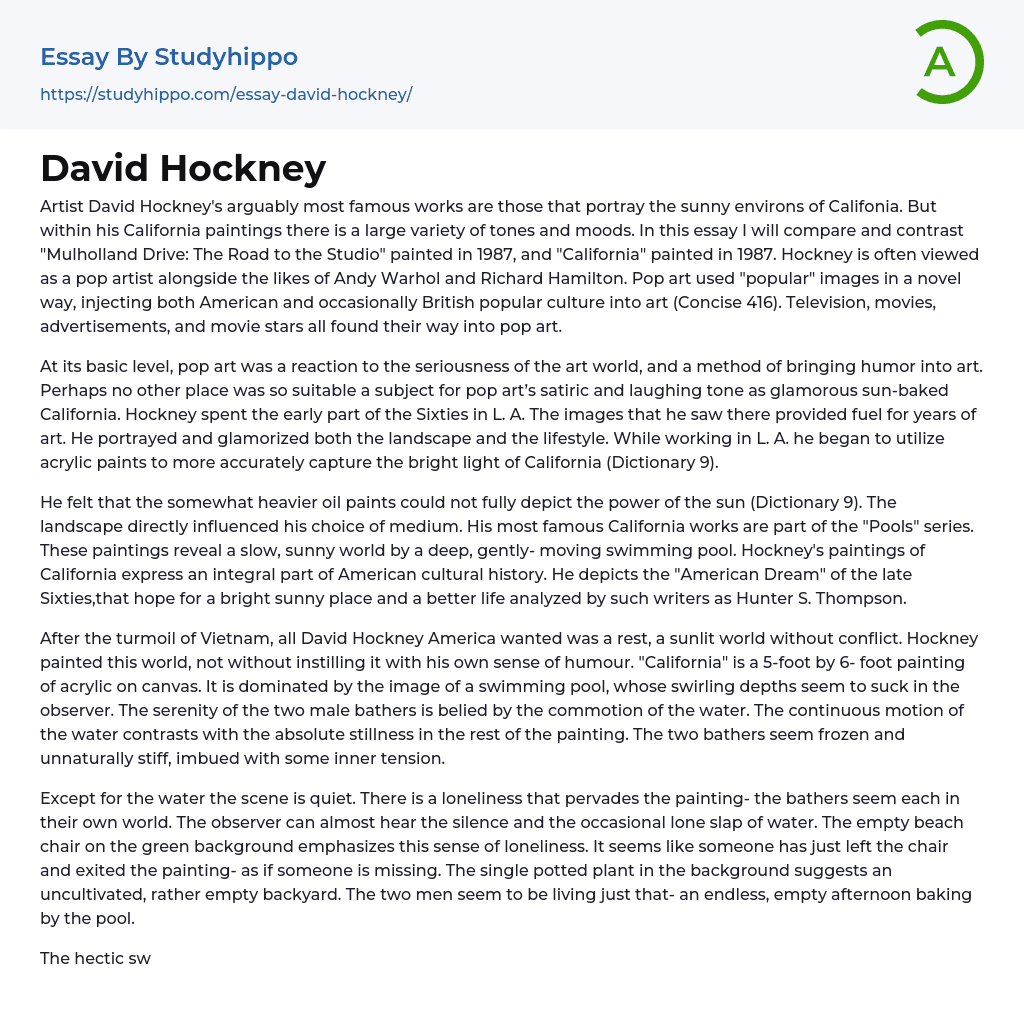 David Hockney Essay Example