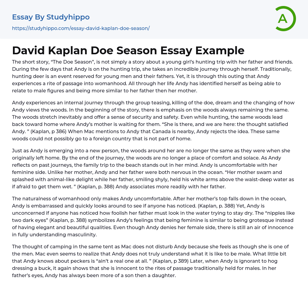 David Kaplan Doe Season Essay Example