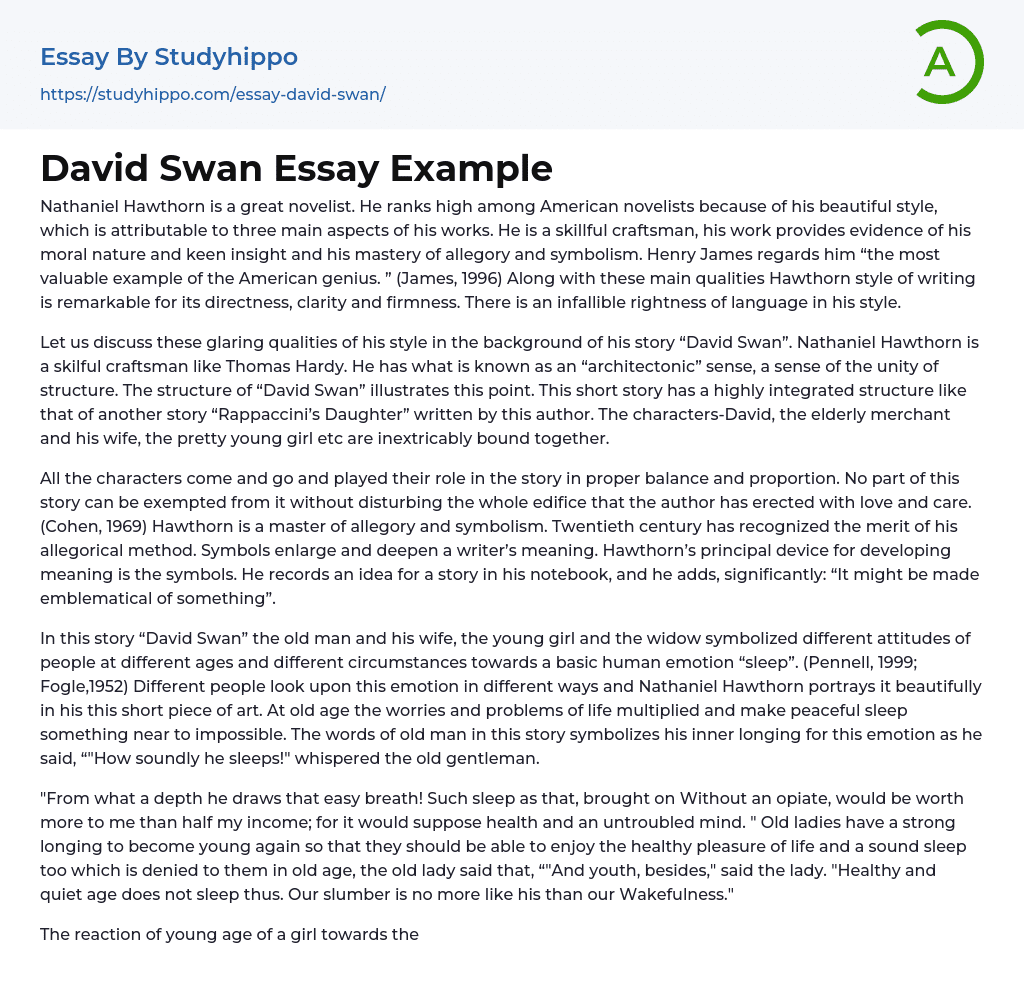 David Swan Essay Example