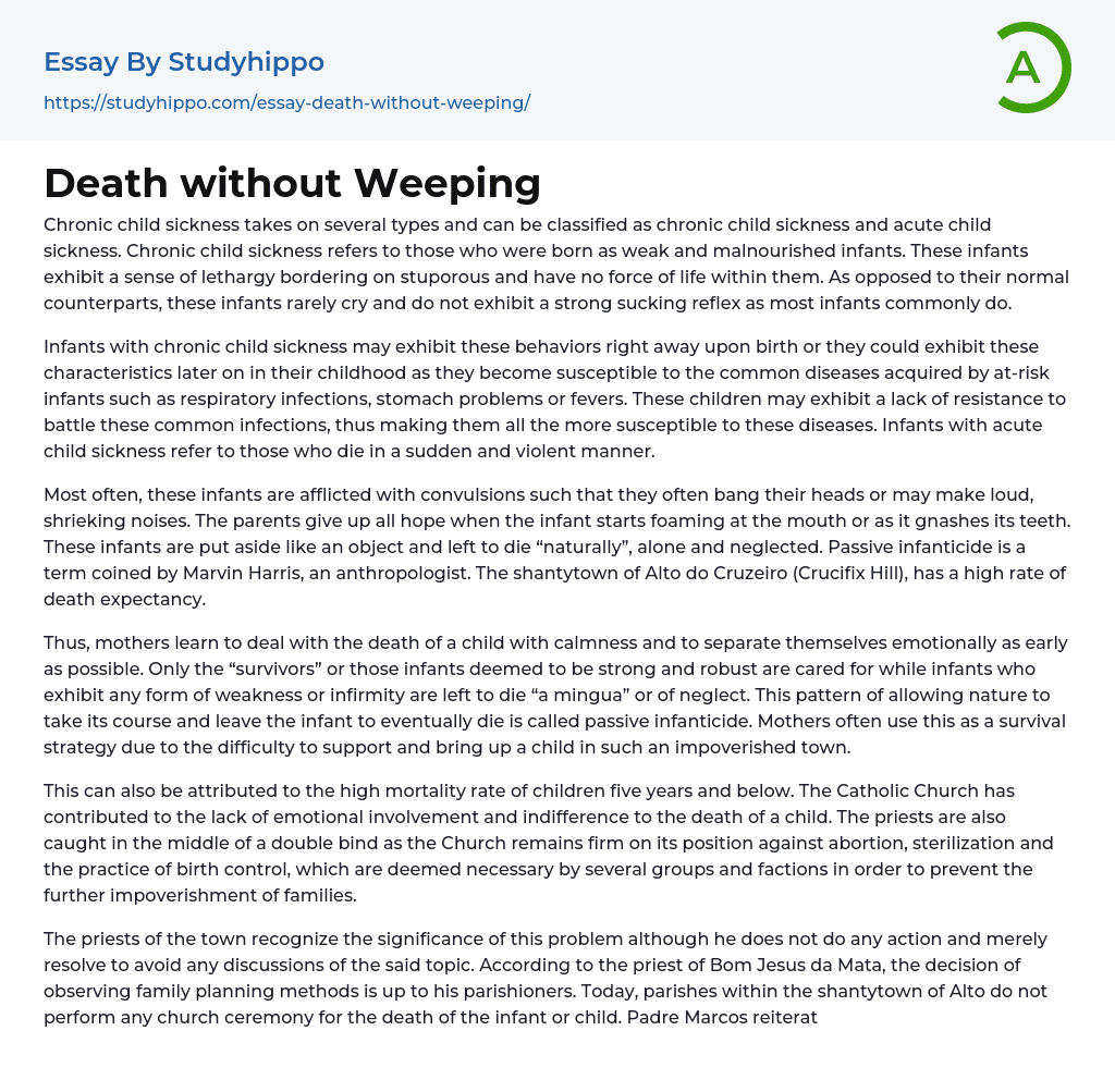 Death without Weeping Essay Example