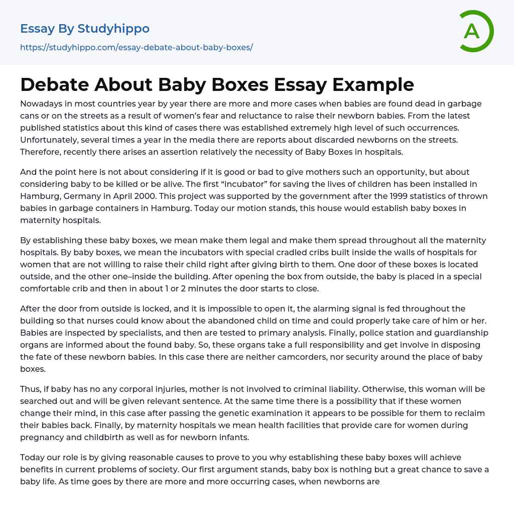 Debate About Baby Boxes Essay Example