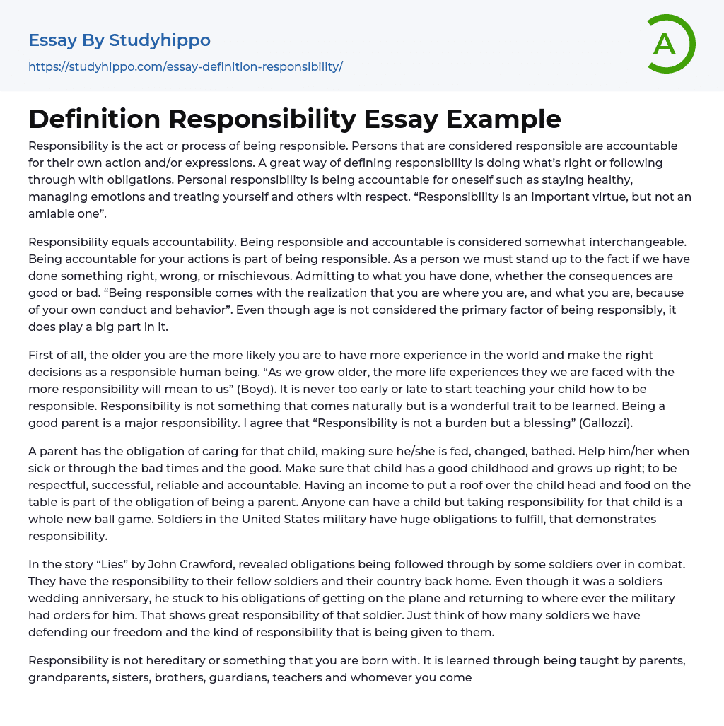 essays about responsibility