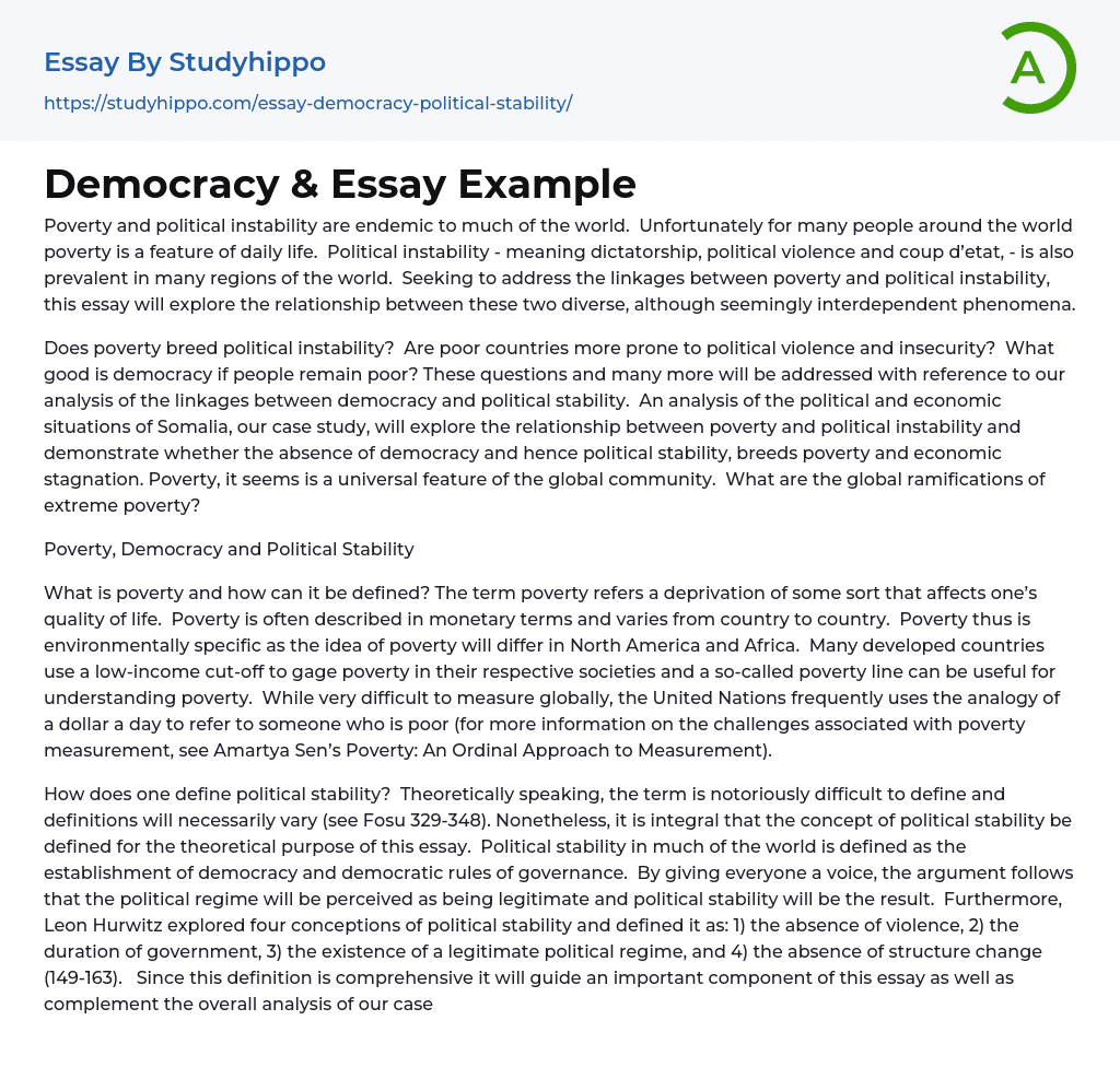 Democracy &amp Essay Example
