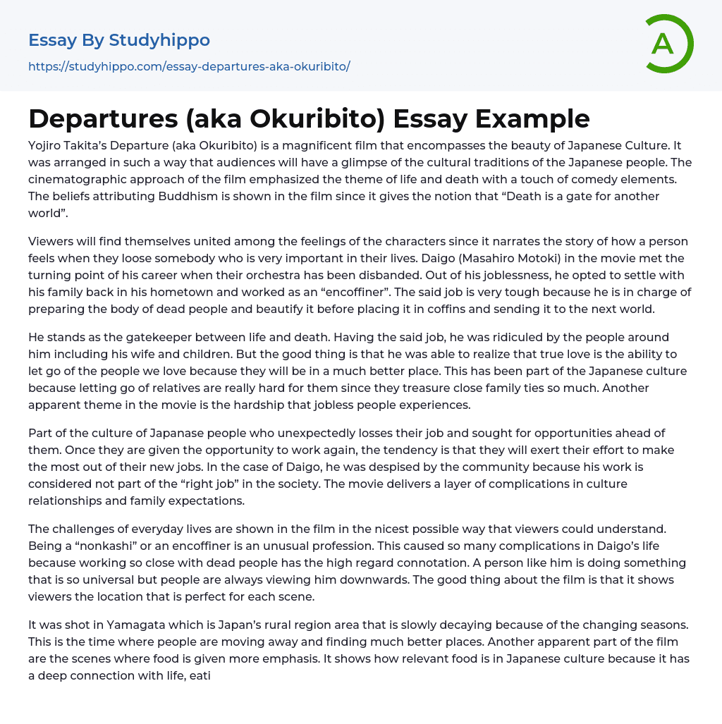 Departures (aka Okuribito) Essay Example